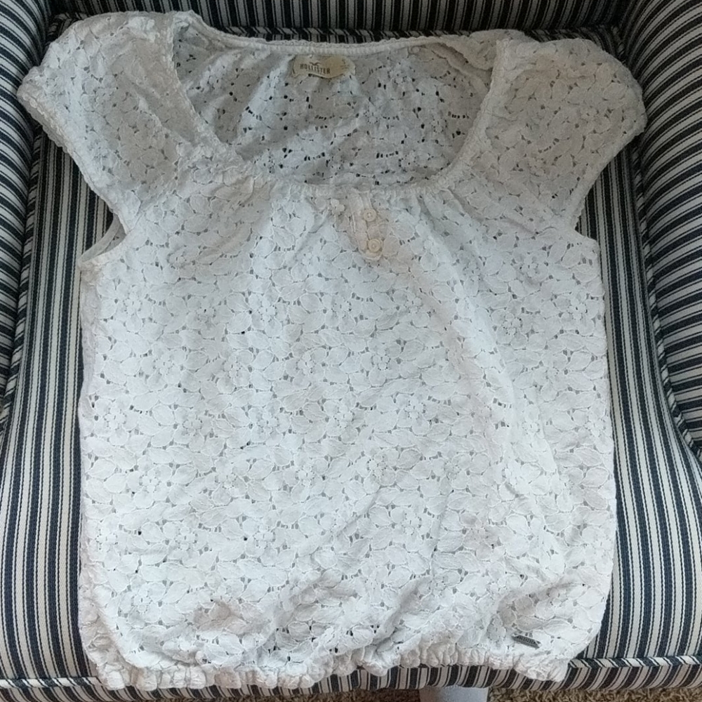 White HOLLISTER lace blouse small